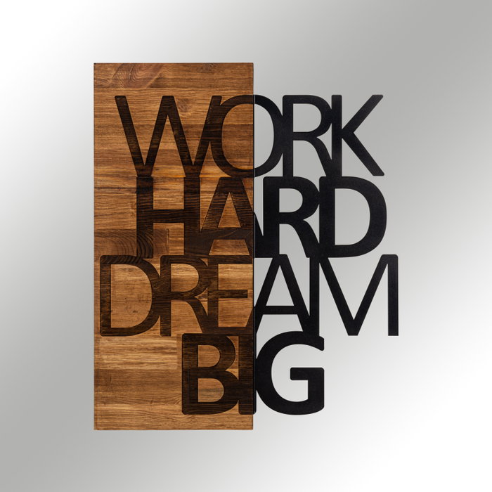 Wallity Work Hard Dream Big Escultura de Pared Negro y Nogal Wallity Work Hard Dream Big Escultura de Pared Negro y Nogal
